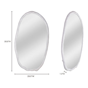 English Elm Foundry Oval Wall Mirror White Aluminum Wood Grain Texture 50 Inch Entryway Accent B2769P498407