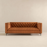 English Elm Ashcroft Furniture - Evelyn Mid Century Modern Cognac Leather Luxury Chesterfield Sofa