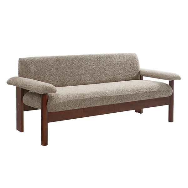 English Elm Modern Berber Fleece 2 Seat Loveseat Rubberwood Base Plush Armrest Couch for Apartments Brown N763S000050D