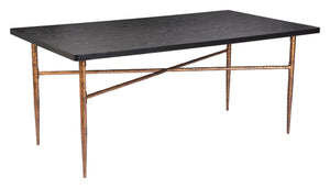 Nida Dining Table Black & Bronze 109957 Zuo Modern