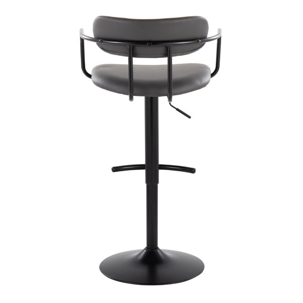 English Elm Contemporary Swivel Barstools Set of 2 Faux Leather Seat Black Metal Frame B202S00812