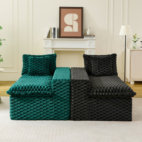 English Elm Luxury Color-Block Turtle Velvet Sofa - Versatile Seating For Modern Living Rooms, Cozy Style & Comfort W3371S00055
