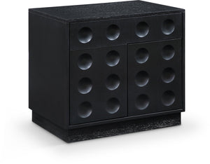 Meridian Furniture Compass Oak Veneer Nightstand with Art Deco Debossed Drawer Fronts for Modern Bedrooms Black 335Black-NS