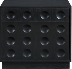 Meridian Furniture Compass Oak Veneer Nightstand with Art Deco Debossed Drawer Fronts for Modern Bedrooms Black 335Black-NS
