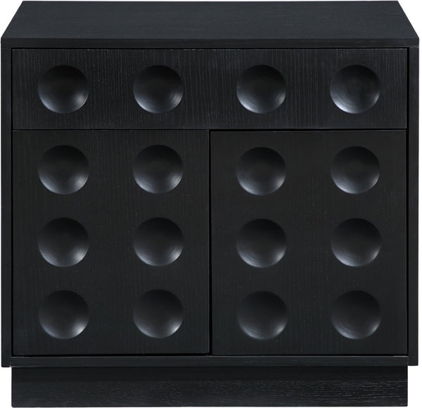 Meridian Furniture Compass Oak Veneer Nightstand with Art Deco Debossed Drawer Fronts for Modern Bedrooms Black 335Black-NS