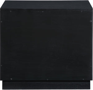 Meridian Furniture Compass Oak Veneer Nightstand with Art Deco Debossed Drawer Fronts for Modern Bedrooms Black 335Black-NS