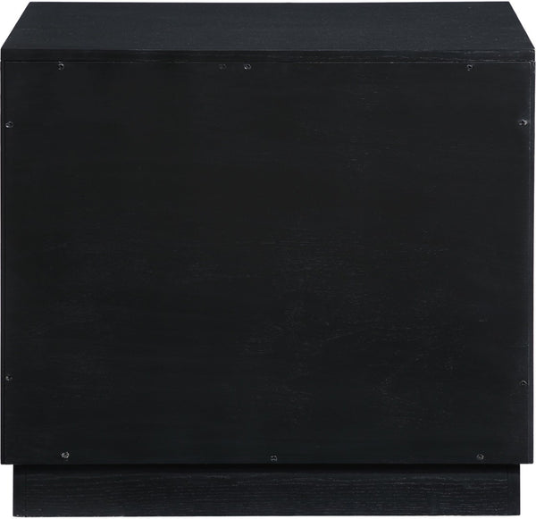Meridian Furniture Compass Oak Veneer Nightstand with Art Deco Debossed Drawer Fronts for Modern Bedrooms Black 335Black-NS