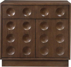 Meridian Furniture Compass Oak Veneer Nightstand with Art Deco Debossed Drawer Fronts for Modern Bedrooms Brown 335Brown-NS