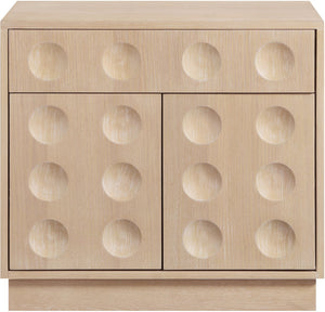 Meridian Furniture Compass Oak Veneer Nightstand with Art Deco Debossed Drawer Fronts for Modern Bedrooms Natural 335Natural-NS
