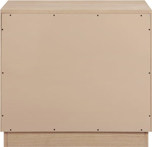 Meridian Furniture Compass Oak Veneer Nightstand with Art Deco Debossed Drawer Fronts for Modern Bedrooms Natural 335Natural-NS