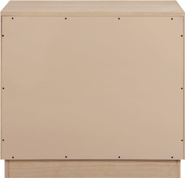 Meridian Furniture Compass Oak Veneer Nightstand with Art Deco Debossed Drawer Fronts for Modern Bedrooms Natural 335Natural-NS