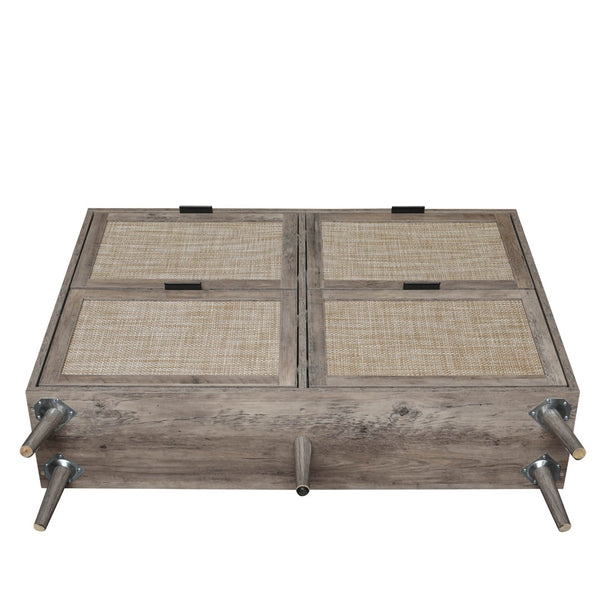 English Elm 4 Door Rattan Shoe Cabinet with Pine Legs Slim Entryway Storage Modern Style W688P173281