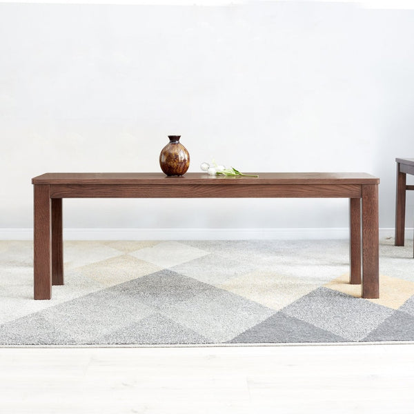 English Elm (1.2m) Solid Oak Dining Bench with Walnut Finish Metal Reinforced Seat Farmhouse Style W1283P434414