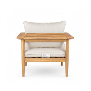 English Elm Terassi Solid Acacia Wood Outdoor Chat Set with Cushioned Club Chairs and Sofa TERASSI 3PCS CHAT SET