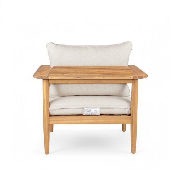 English Elm Terassi Solid Acacia Wood Outdoor Chat Set with Cushioned Club Chairs and Sofa TERASSI 3PCS CHAT SET