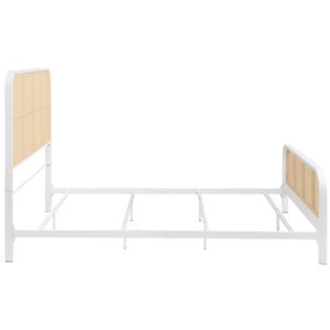 English Elm Randall White Coastal Open Cane Queen Bed with Metal Frame, Rounded Corners & Breezy Island Charm B062P378328