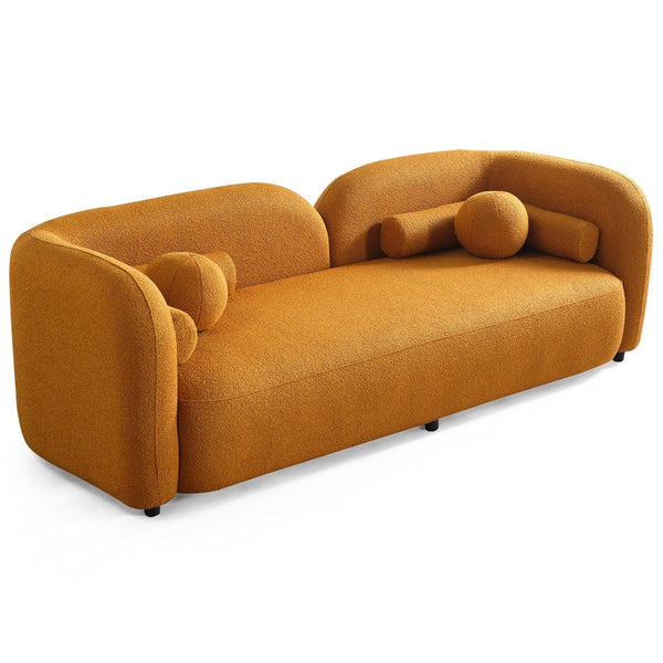 English Elm Donna Japandi Boucle Upholstered Sofa with Textured Fabric for Modern Living Rooms Dark Yellow,Rustic B183P231854