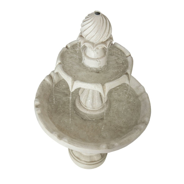 English Elm 37.4"h Two-tier Polyresin Pedestal Fountain Cascading Stone-look Patio Garden Feature N765P355059W