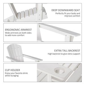 English Elm Outsunny Adirondack Chair With Integrated Cup Holder, Durable Hdpe Lounger For Patio & Garden Fun W2225P217572-GIGA