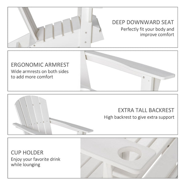 English Elm Outsunny Adirondack Chair With Integrated Cup Holder, Durable Hdpe Lounger For Patio & Garden Fun W2225P217572-GIGA