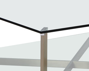 Sunpan Xavier Coffee Table - Modern Tempered Glass with Antique Brass Frame, Perfect for Stylish Decor Square - 43.25W x 43.25D x 16H