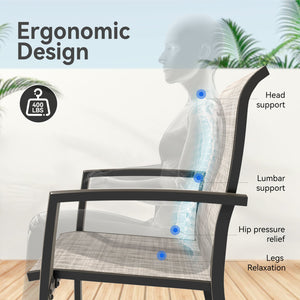 English Elm VRSHWO Metal Patio Chairs Set of 2 - Weatherproof Stackable Outdoor Dining Seats with Textilene Mesh, 400 lb Capacity Black+ Gray W213P335869