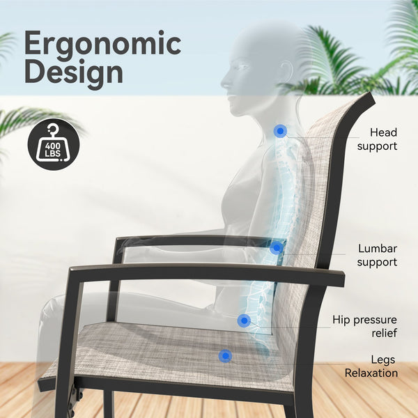 English Elm VRSHWO Metal Patio Chairs Set of 2 - Weatherproof Stackable Outdoor Dining Seats with Textilene Mesh, 400 lb Capacity Black+ Gray W213P335869