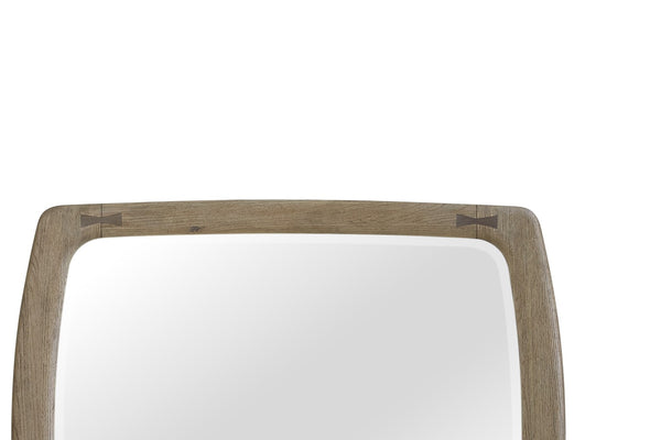 English Elm English Knotty Oak Frame Wall Mirror with Bowtie Inlays for Rustic Farmhouse Decor B2699P437954