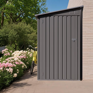 English Elm 4x9 Ft Galvanized Steel Lean-to Outdoor Storage Shed with Vented Sloped Roof and Windows W3213P417563