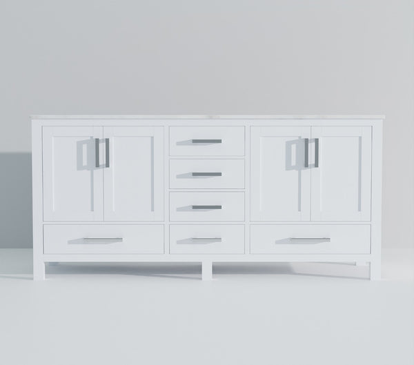English Elm White Double Bath Vanity With Carrara Marble Top – Elegant Design, Ample Storage & Timeless Finish B2731P258901-GIGA