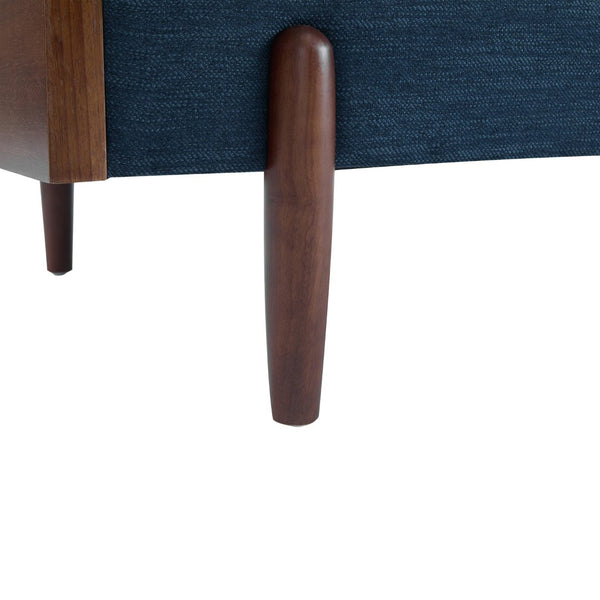 English Elm Mid-century Modern Compact Sofa with Plush Cushions and Rounded Wood Legs for Living Rooms Navy N771P205110U