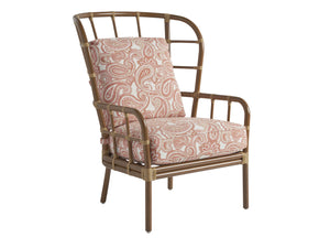 Lexington Tommy Bahama Outdoor 3360-10-40 Wing Chair - Coastal Elegance With Leather-wrapped Bamboo & Wavy Glass Tops For Luxury Living  Wood 3360-10-40