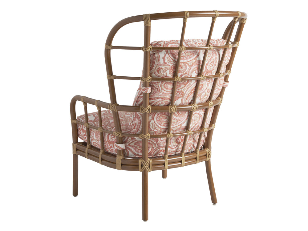 Lexington Tommy Bahama Outdoor 3360-10-40 Wing Chair - Coastal Elegance With Leather-wrapped Bamboo & Wavy Glass Tops For Luxury Living  Wood 3360-10-40