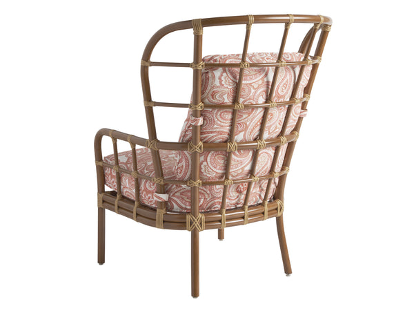 Lexington Tommy Bahama Outdoor 3360-10-40 Wing Chair - Coastal Elegance With Leather-wrapped Bamboo & Wavy Glass Tops For Luxury Living  Wood 3360-10-40