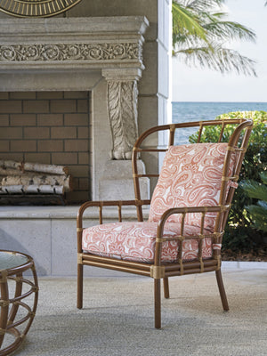 Lexington Tommy Bahama Outdoor 3360-10-40 Wing Chair - Coastal Elegance With Leather-wrapped Bamboo & Wavy Glass Tops For Luxury Living  Wood 3360-10-40