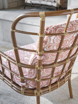 Lexington Tommy Bahama Outdoor 3360-10-40 Wing Chair - Coastal Elegance With Leather-wrapped Bamboo & Wavy Glass Tops For Luxury Living  Wood 3360-10-40