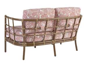 Lexington Tommy Bahama Outdoor 3360-22-40 Love Seat - Indulge In Coastal Luxury With Leather-wrapped Bamboo & Wavy Glass Design  Wood 3360-22-40