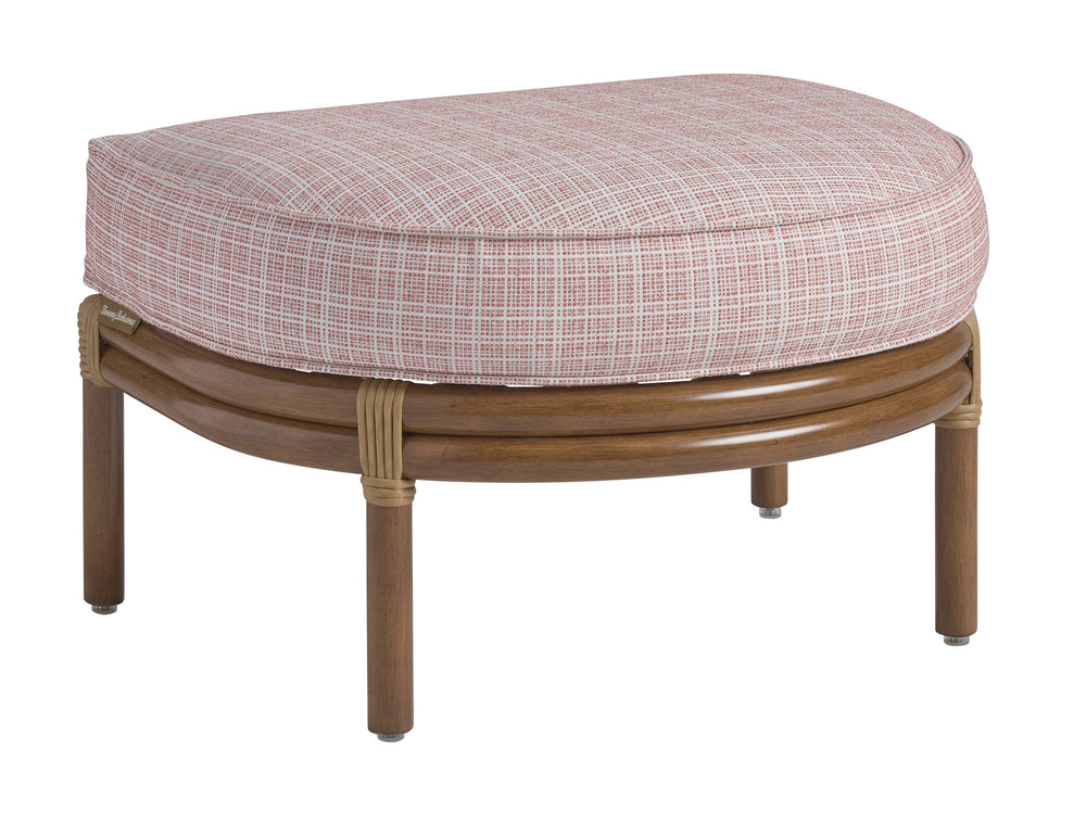 Lexington Tommy Bahama Outdoor 3360-44-40 Ottoman - Coastal Luxury Inspired By Palm Beach, Elegant Bamboo & Wavy Glass Design  Wood 3360-44-40