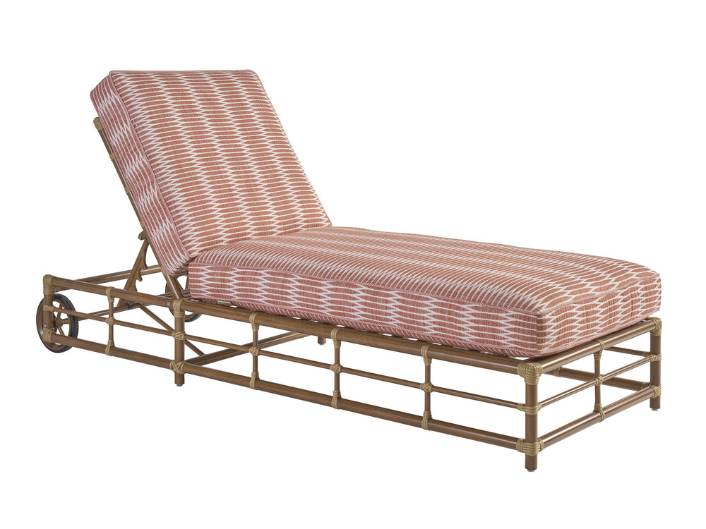 Lexington Tommy Bahama Outdoor 3360-75-40 Chaise Lounge - Coastal Elegance With Leather-wrapped Bamboo And Wavy Glass Top Design  Wood 3360-75-40