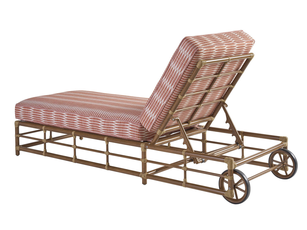Lexington Tommy Bahama Outdoor 3360-75-40 Chaise Lounge - Coastal Elegance With Leather-wrapped Bamboo And Wavy Glass Top Design  Wood 3360-75-40