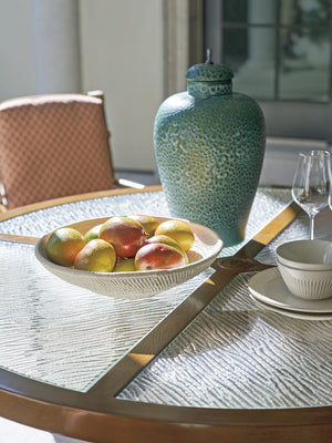 Lexington Tommy Bahama Outdoor 3360-870c Elegant Round Dining Table With Wavy Glass Top - Embrace Coastal Luxury And Style  Wood 3360-870c