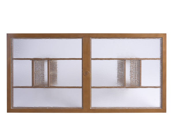 Lexington Tommy Bahama Outdoor 3360-876c Coastal Elegance Rectangular Dining Table With Wavy Glass Top For Luxurious Outdoor Living  Wood 3360-876c