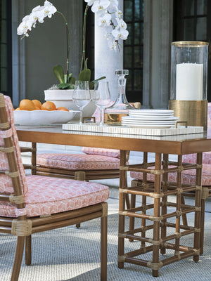 Lexington Tommy Bahama Outdoor 3360-876c Coastal Elegance Rectangular Dining Table With Wavy Glass Top For Luxurious Outdoor Living  Wood 3360-876c