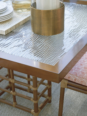 Lexington Tommy Bahama Outdoor 3360-876c Coastal Elegance Rectangular Dining Table With Wavy Glass Top For Luxurious Outdoor Living  Wood 3360-876c