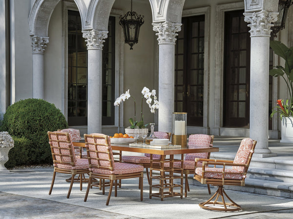 Lexington Tommy Bahama Outdoor 3360-876c Coastal Elegance Rectangular Dining Table With Wavy Glass Top For Luxurious Outdoor Living  Wood 3360-876c