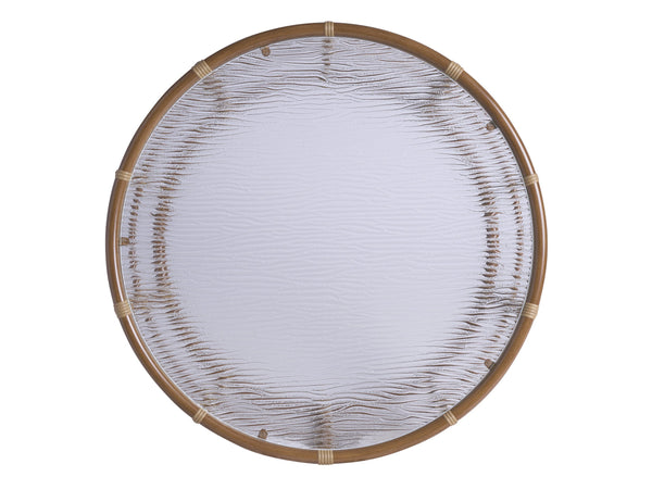 Lexington Tommy Bahama Outdoor 3360-943 Coastal Elegance Round Cocktail Table With Wavy Glass Top - Perfect For Outdoor Living Spaces  Wood 3360-943
