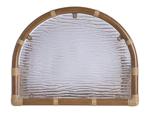 Lexington Tommy Bahama Outdoor 3360-950 Coastal Luxury Demilune End Table - Stylish Bamboo & Wavy Glass For Elegant Living Spaces  Wood 3360-950