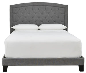 English Elm Modern Arched Tufted Queen Platform Bed Grey Linen Nailhead Trim Bedroom Frame B2771P498520
