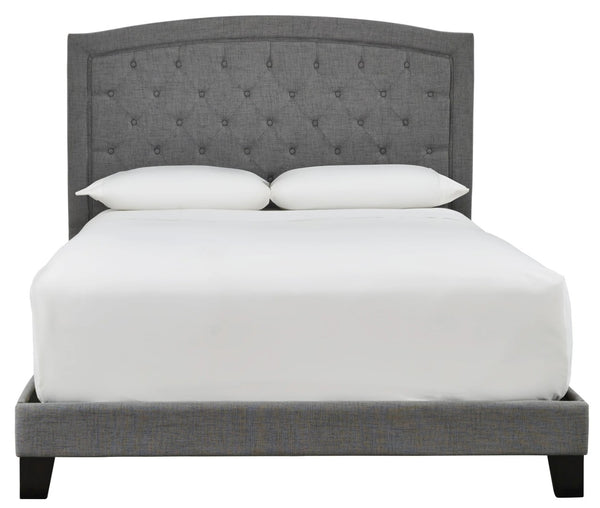 English Elm Modern Arched Tufted Queen Platform Bed Grey Linen Nailhead Trim Bedroom Frame B2771P498520
