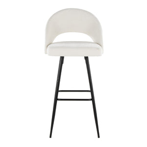 English Elm Fixed-height Metal Frame Barstools with Upholstered Seats and Geometric Footrest Set of 2 Black,Cream B202S01937